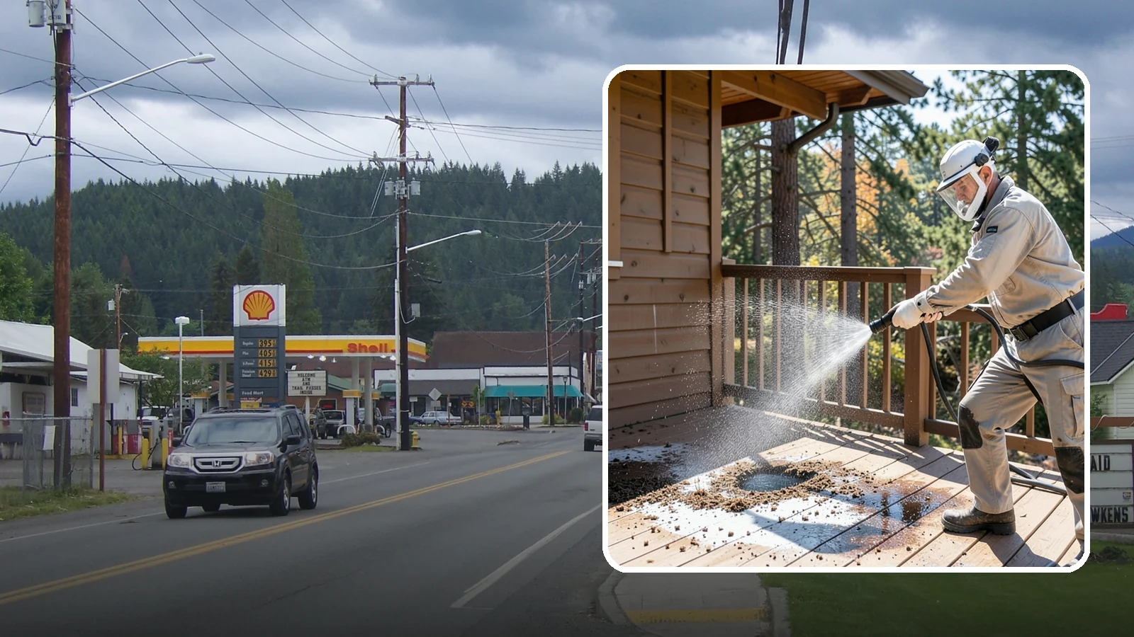 Bird Dropping Removal in Granite Falls, Snohomish County, WA - Sanitizing removal of bird droppings and the staining and odor they leave on decks, railings, and structures.