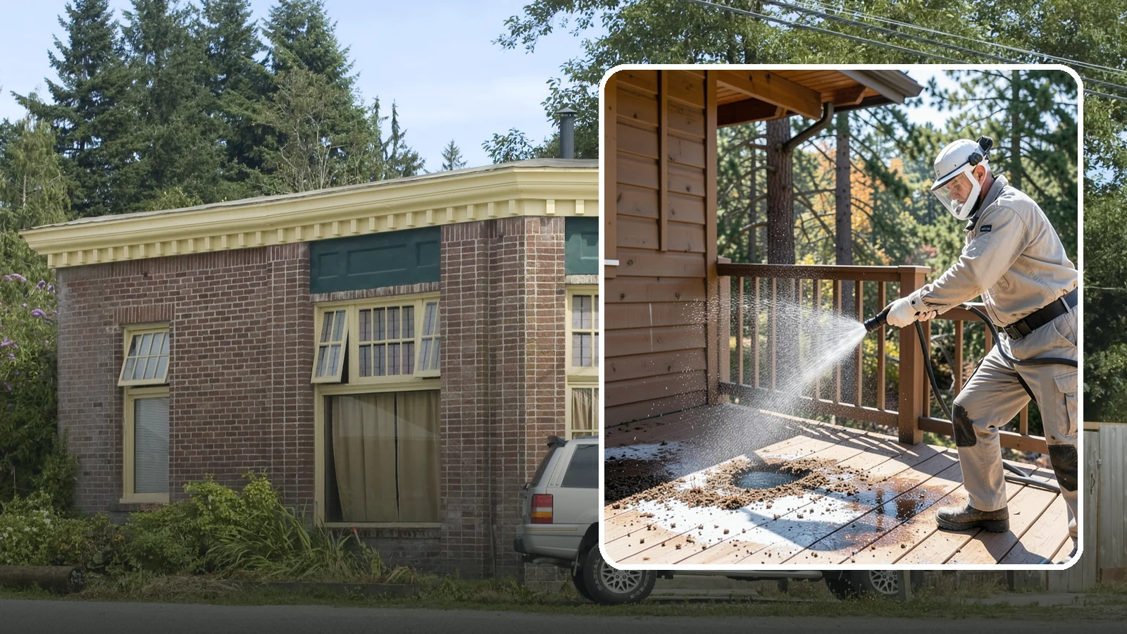 Bird Dropping Removal in Hamilton, Skagit County, WA - Sanitizing removal of bird droppings and the staining and odor they leave on decks, railings, and structures.