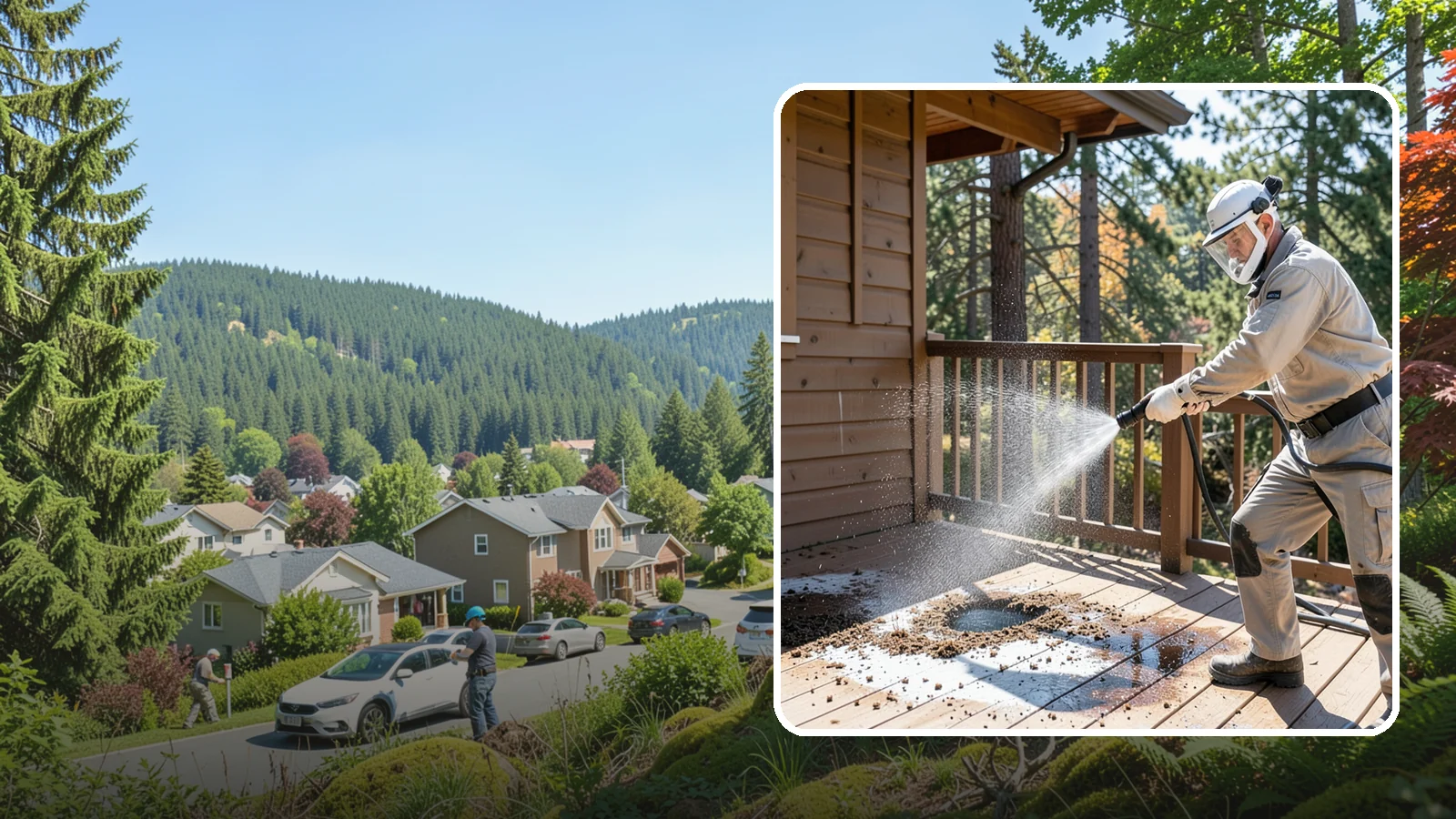 Bird Dropping Removal in Index, Snohomish County, WA - Sanitizing removal of bird droppings and the staining and odor they leave on decks, railings, and structures.