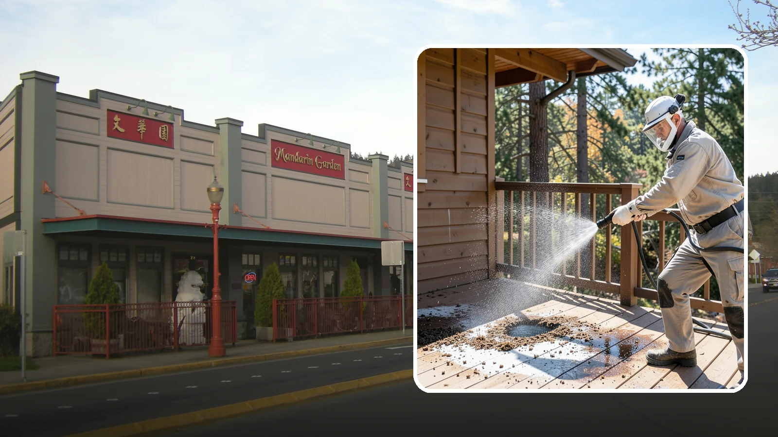 Bird Dropping Removal in Issaquah, King County, WA - Sanitizing removal of bird droppings and the staining and odor they leave on decks, railings, and structures.