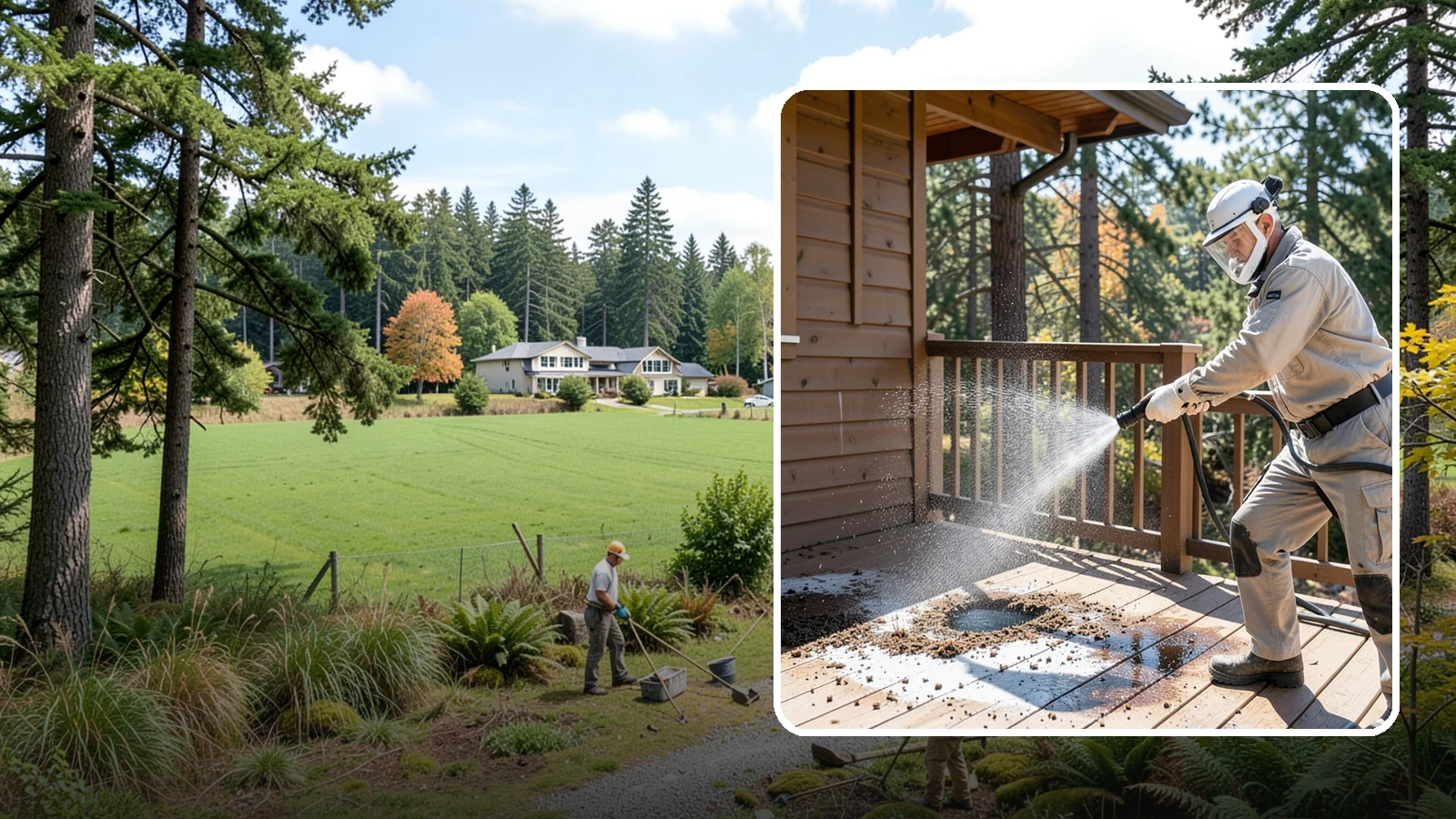 Bird Dropping Removal in Lyman, Skagit County, WA - Sanitizing removal of bird droppings and the staining and odor they leave on decks, railings, and structures.
