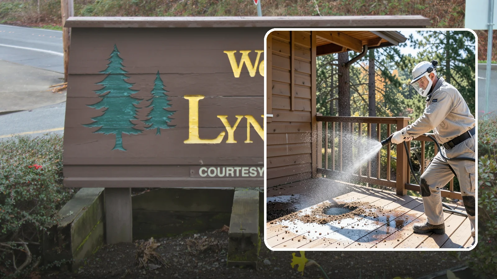Bird Dropping Removal in Lynnwood, Snohomish County, WA - Sanitizing removal of bird droppings and the staining and odor they leave on decks, railings, and structures.