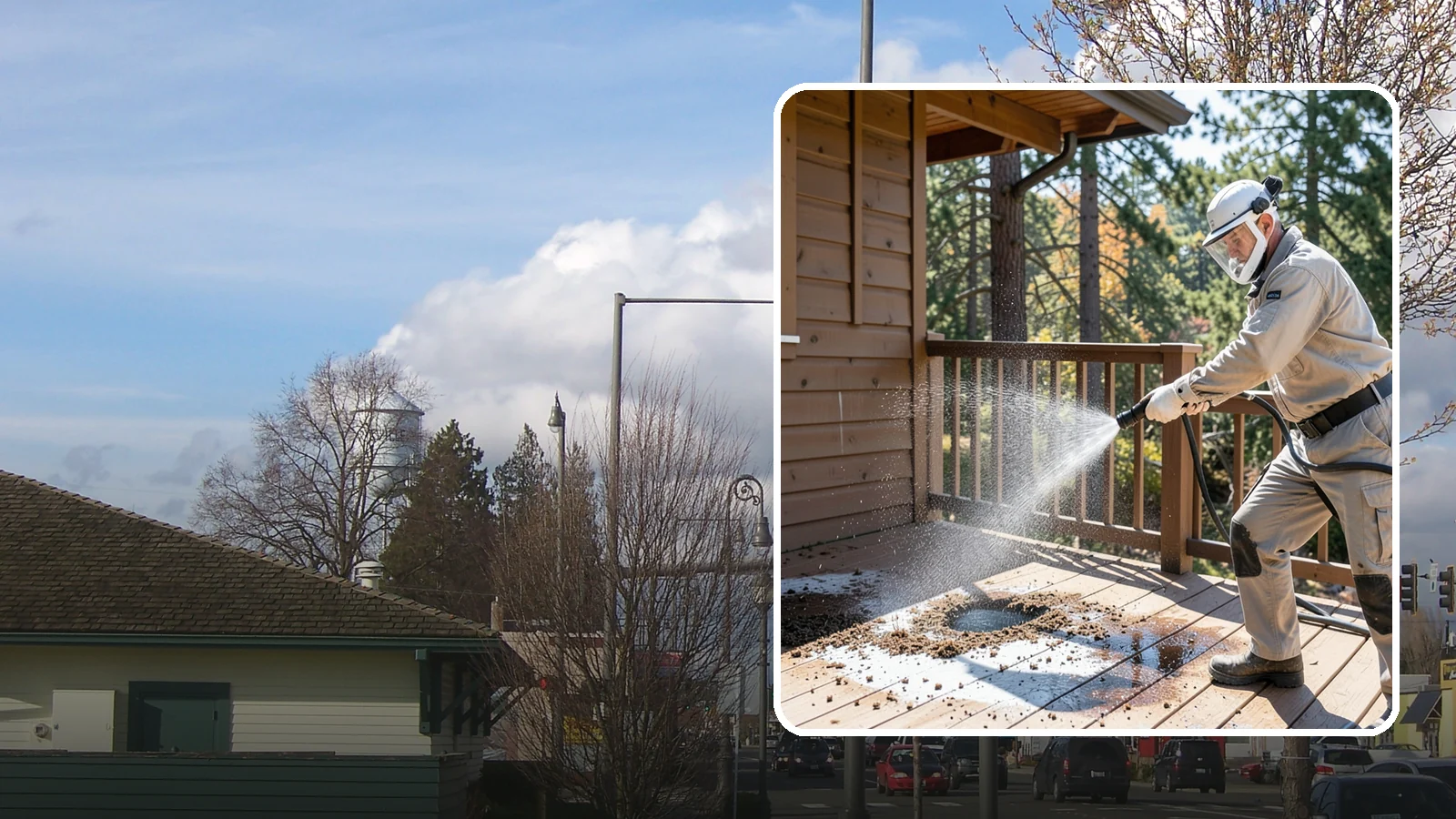 Bird Dropping Removal in Marysville, Snohomish County, WA - Sanitizing removal of bird droppings and the staining and odor they leave on decks, railings, and structures.