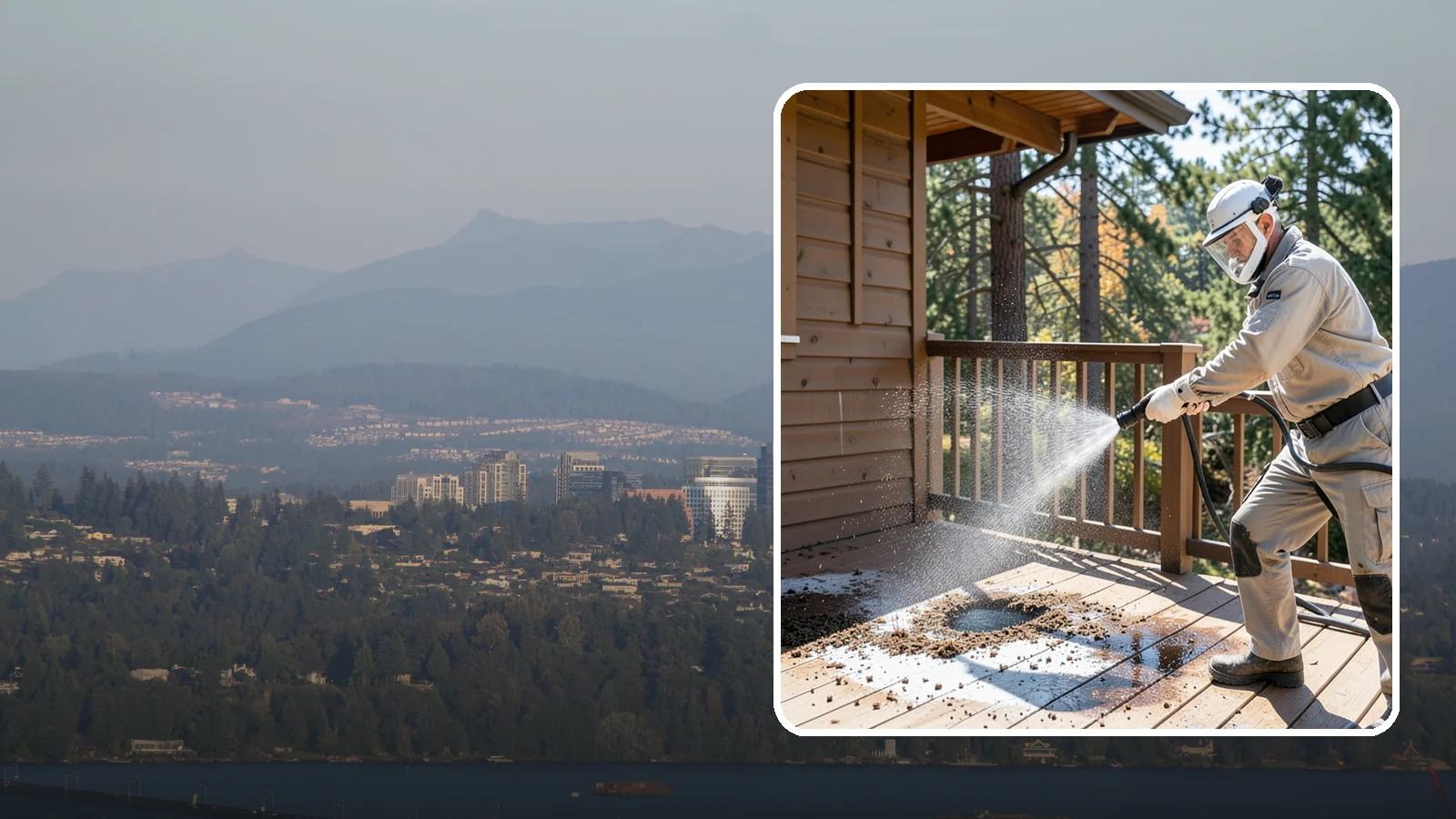 Bird Dropping Removal in Medina, King County, WA - Sanitizing removal of bird droppings and the staining and odor they leave on decks, railings, and structures.