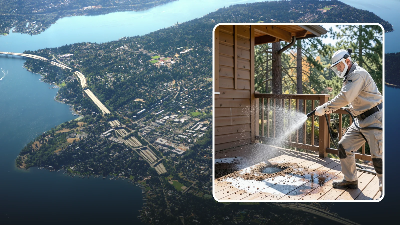 Bird Dropping Removal in Mercer Island, King County, WA - Sanitizing removal of bird droppings and the staining and odor they leave on decks, railings, and structures.