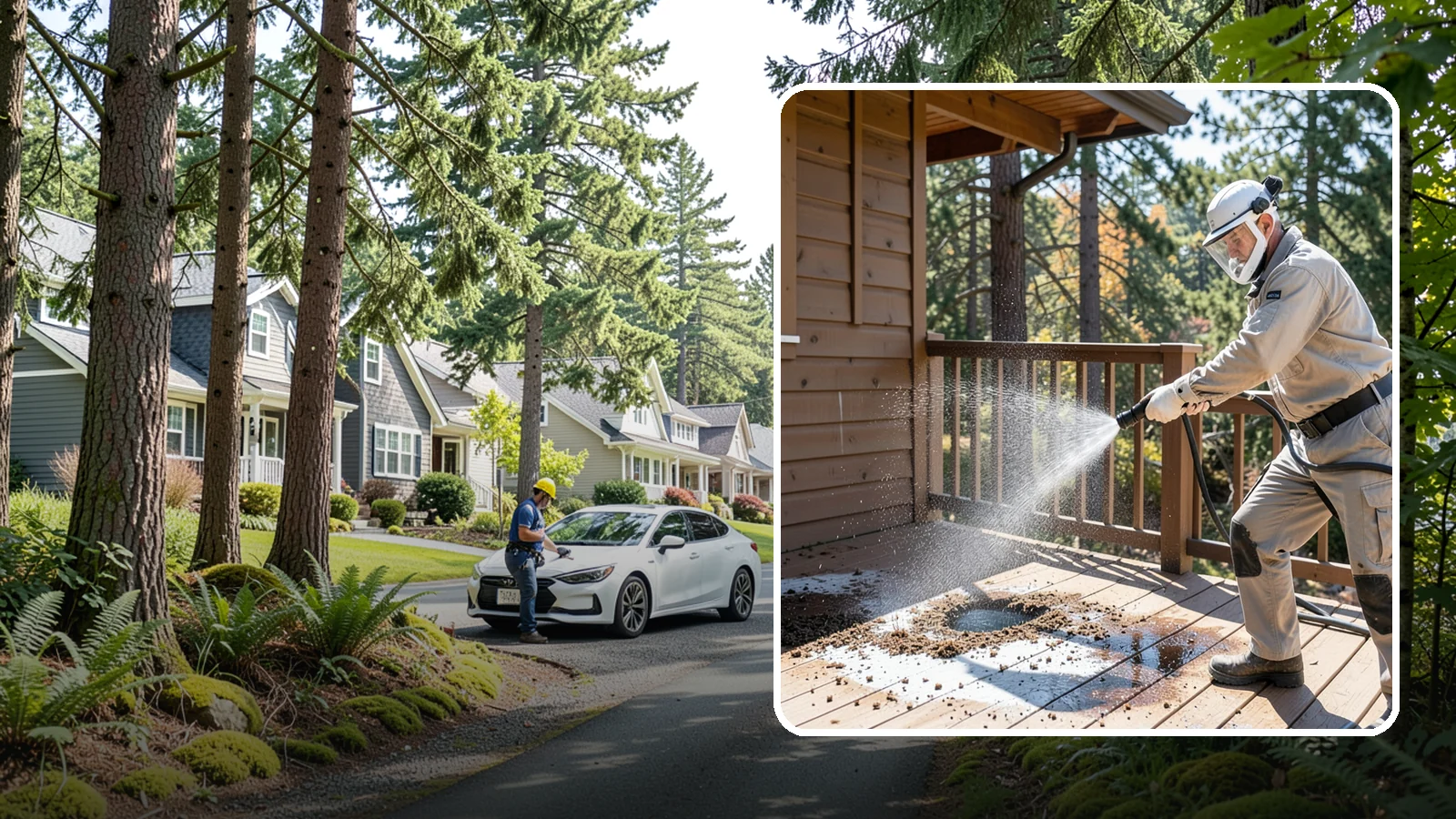 Bird Dropping Removal in Normandy Park, King County, WA - Sanitizing removal of bird droppings and the staining and odor they leave on decks, railings, and structures.