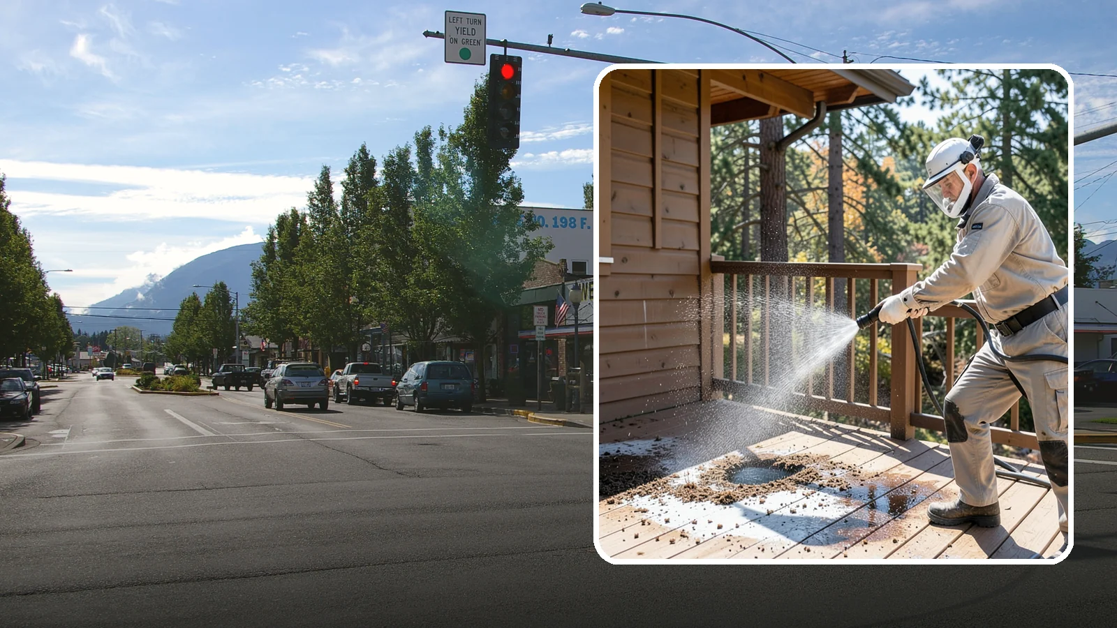 Bird Dropping Removal in North Bend, King County, WA - Sanitizing removal of bird droppings and the staining and odor they leave on decks, railings, and structures.