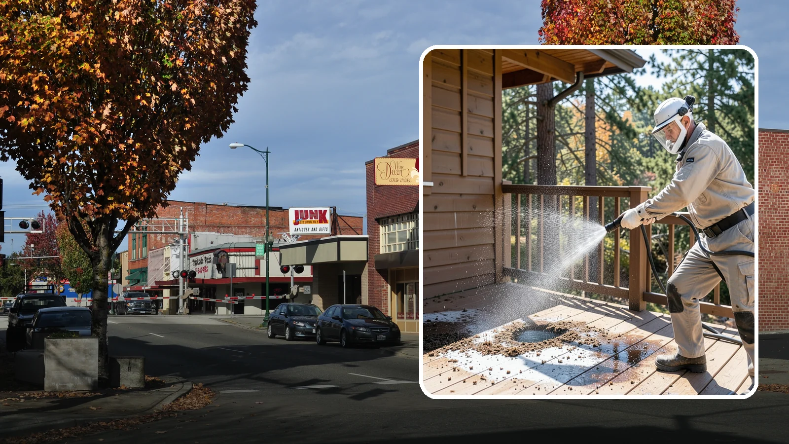 Bird Dropping Removal in Puyallup, Pierce County, WA - Sanitizing removal of bird droppings and the staining and odor they leave on decks, railings, and structures.