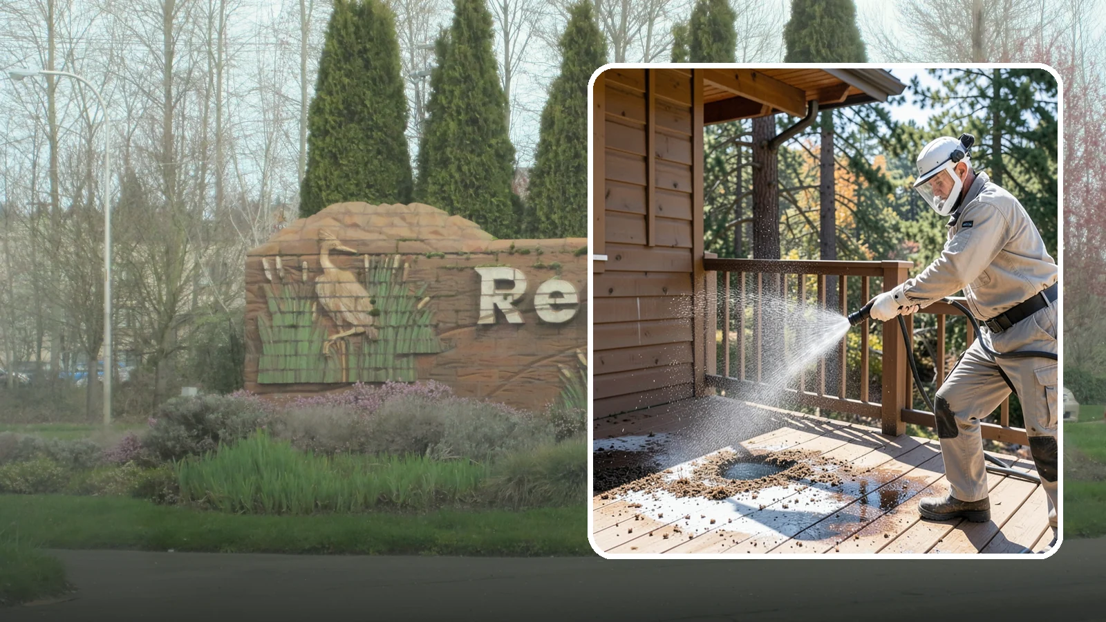 Bird Dropping Removal in Renton, King County, WA - Sanitizing removal of bird droppings and the staining and odor they leave on decks, railings, and structures.