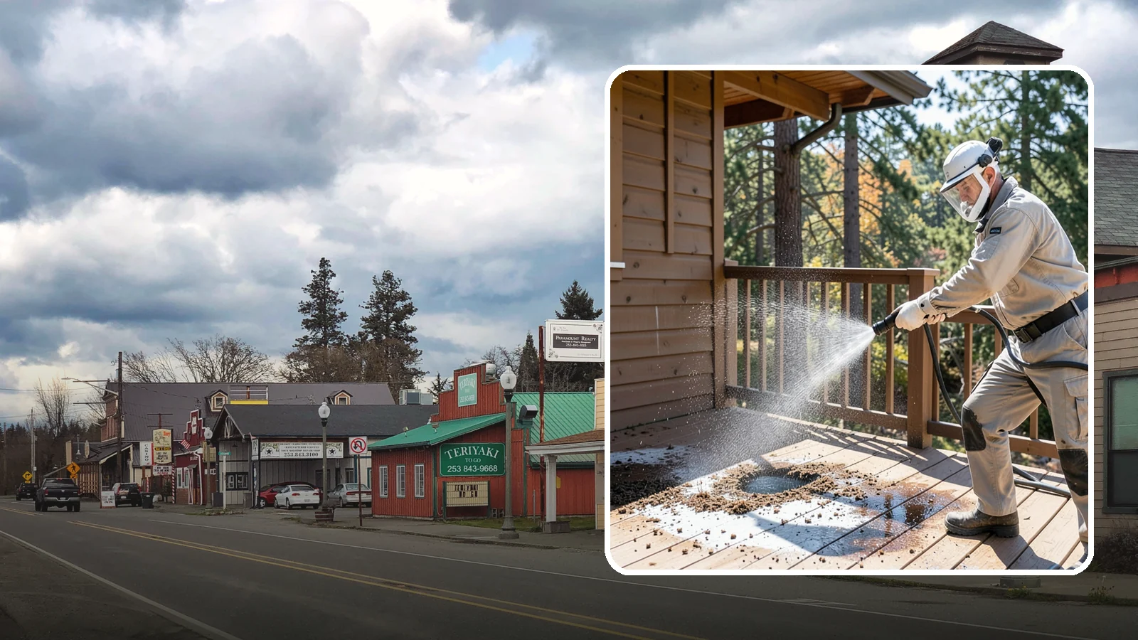 Bird Dropping Removal in Roy, Pierce County, WA - Sanitizing removal of bird droppings and the staining and odor they leave on decks, railings, and structures.