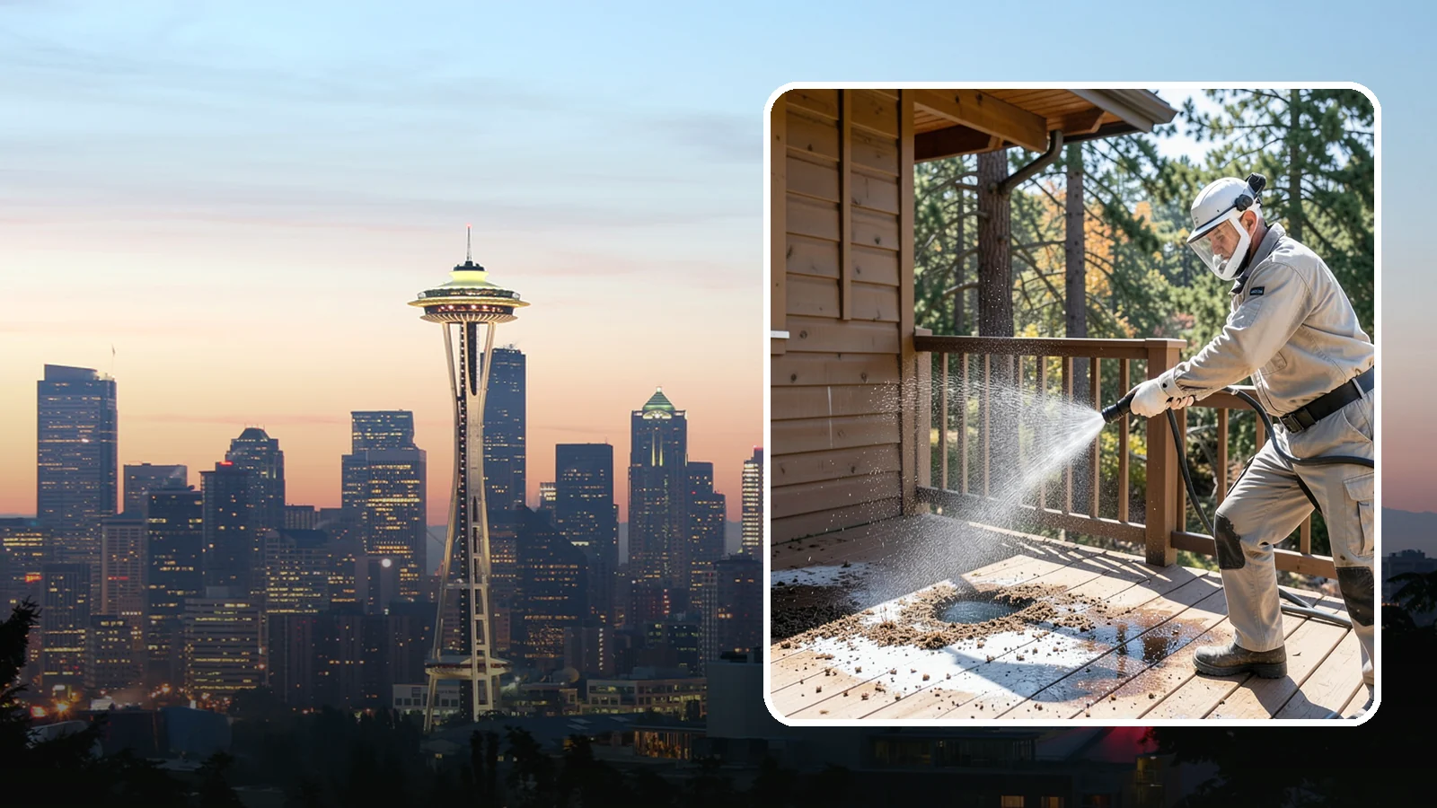 Bird Dropping Removal in Seattle, King County, WA - Sanitizing removal of bird droppings and the staining and odor they leave on decks, railings, and structures.