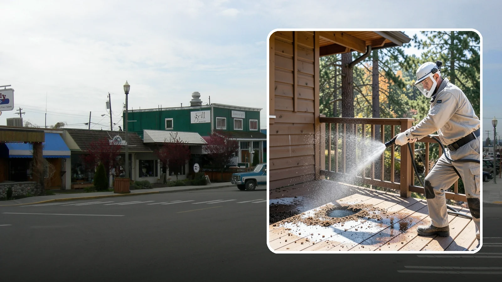 Bird Dropping Removal in Stanwood, Snohomish County, WA - Sanitizing removal of bird droppings and the staining and odor they leave on decks, railings, and structures.