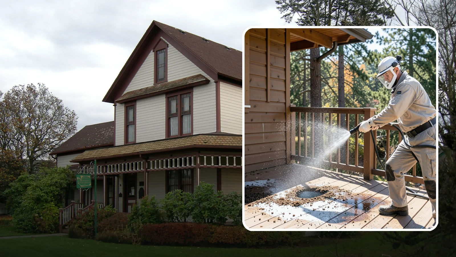 Bird Dropping Removal in Sumner, Pierce County, WA - Sanitizing removal of bird droppings and the staining and odor they leave on decks, railings, and structures.