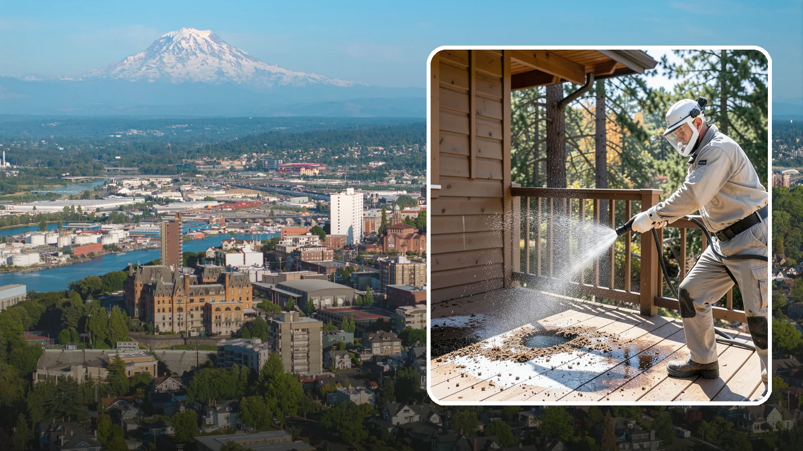 Bird Dropping Removal in Tacoma, Pierce County, WA - Sanitizing removal of bird droppings and the staining and odor they leave on decks, railings, and structures.