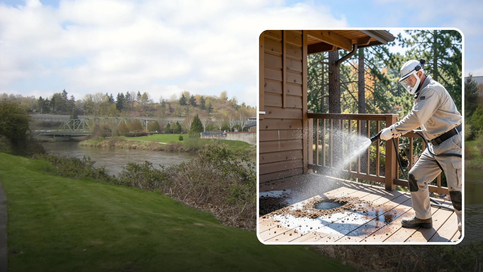 Bird Dropping Removal in Tukwila, King County, WA - Sanitizing removal of bird droppings and the staining and odor they leave on decks, railings, and structures.
