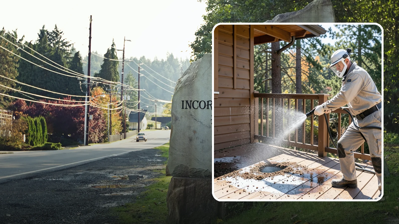 Bird Dropping Removal in Wilkeson, Pierce County, WA - Sanitizing removal of bird droppings and the staining and odor they leave on decks, railings, and structures.