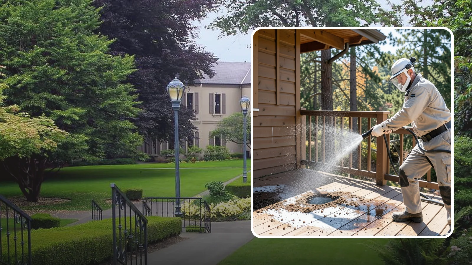 Bird Dropping Removal in Woodinville, King County, WA - Sanitizing removal of bird droppings and the staining and odor they leave on decks, railings, and structures.