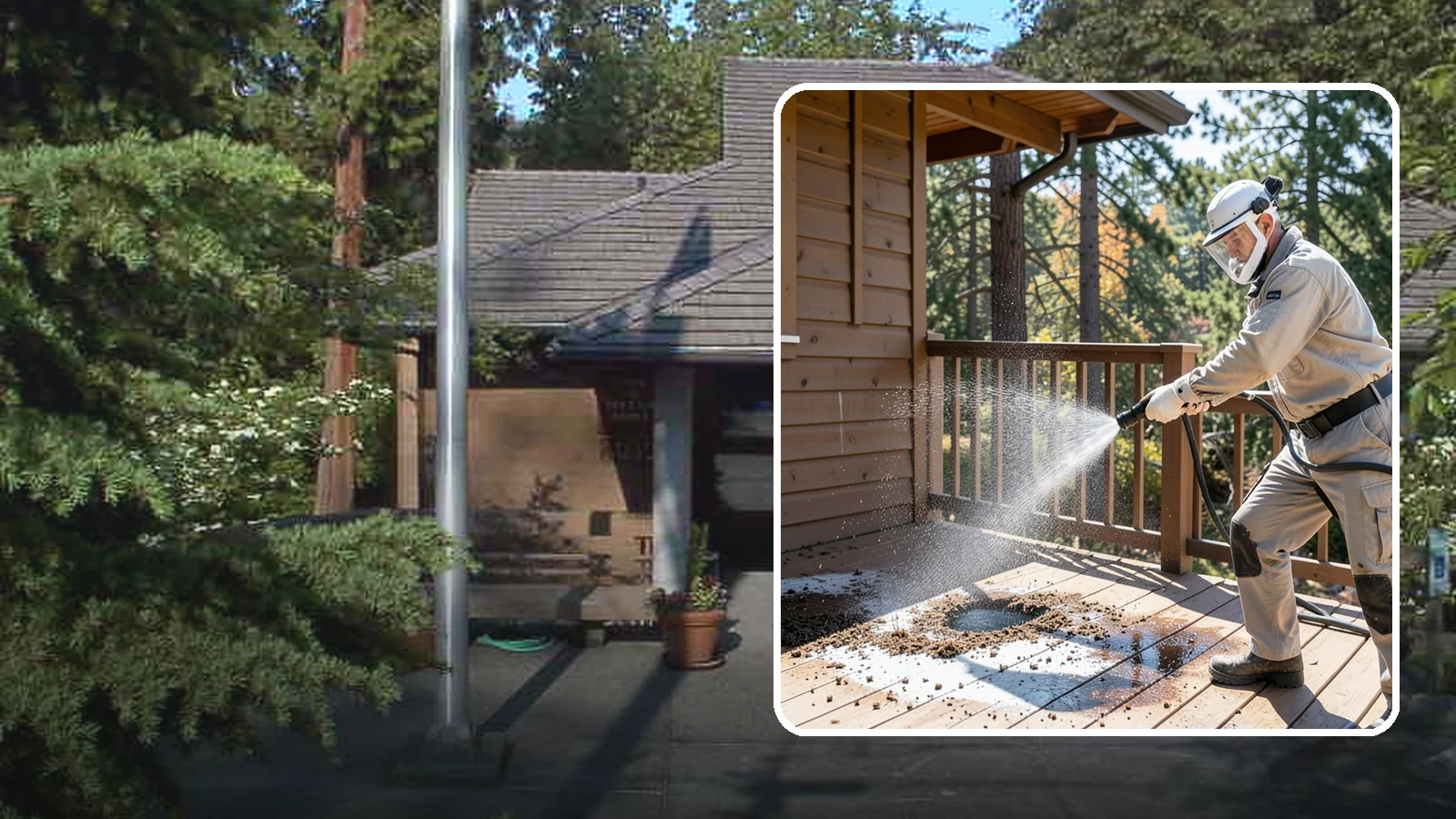 Bird Dropping Removal in Yarrow Point, King County, WA - Sanitizing removal of bird droppings and the staining and odor they leave on decks, railings, and structures.