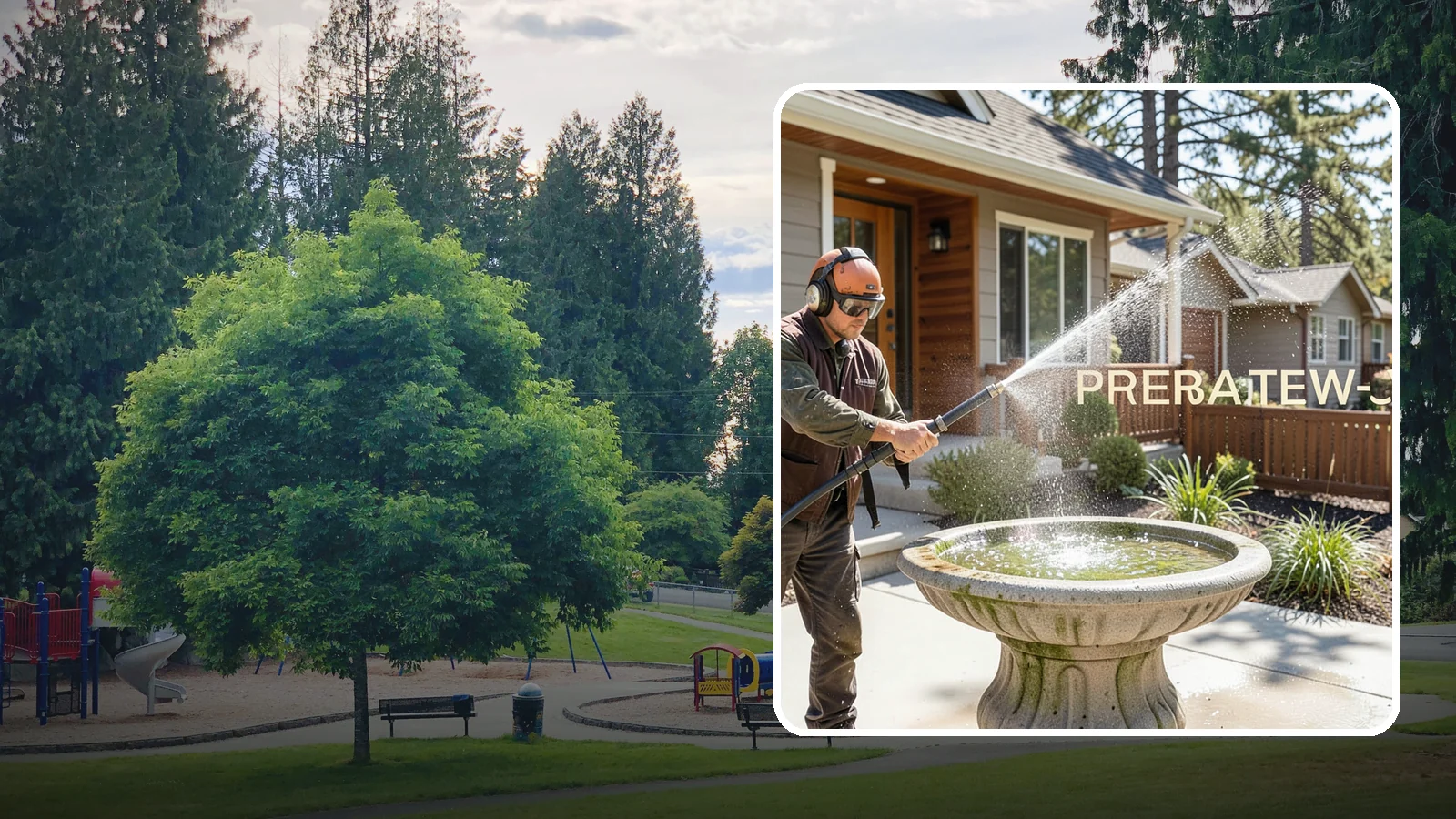 Birdbath Cleaning in Bonney Lake, Pierce County, WA - We clean birdbaths to clear algae, mineral scale, and grime from the basin and pedestal for a fresh, healthy water feature.