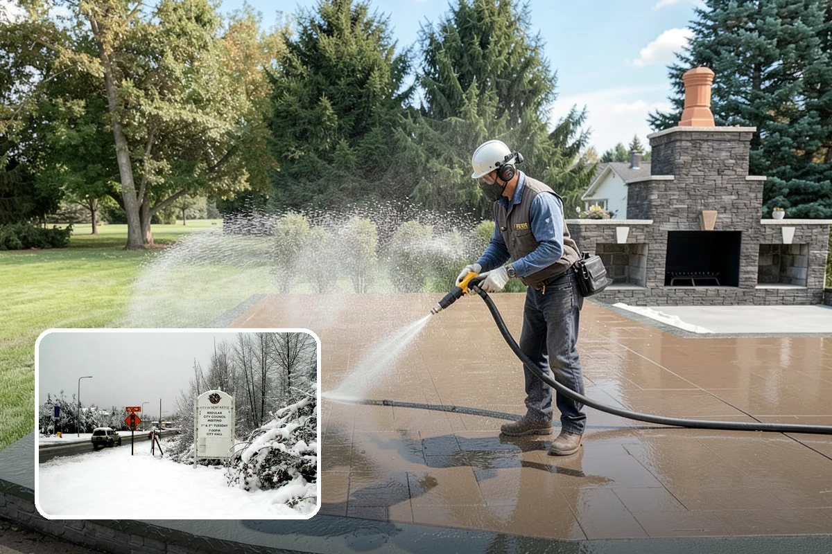 Birdbath Cleaning in Newcastle, King County, WA - Clears the green algae ring from the basin