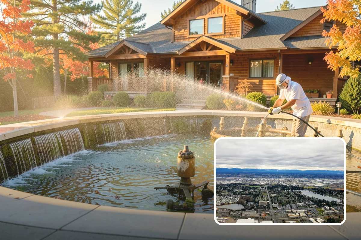 Birdbath Cleaning in SeaTac, King County, WA - Clears the green algae ring from the basin