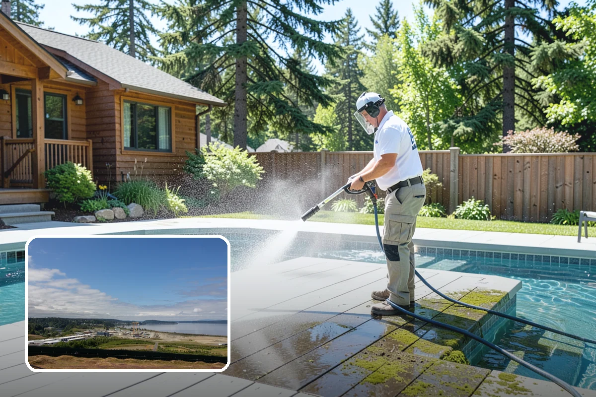Birdbath Cleaning in University Place, Pierce County, WA - Clears the green algae ring from the basin