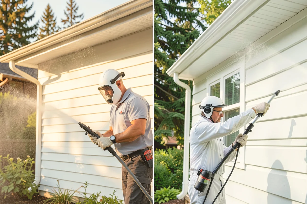 Block Wall Cleaning in Algona, King County, WA - Protect the base and adjacent surfaces