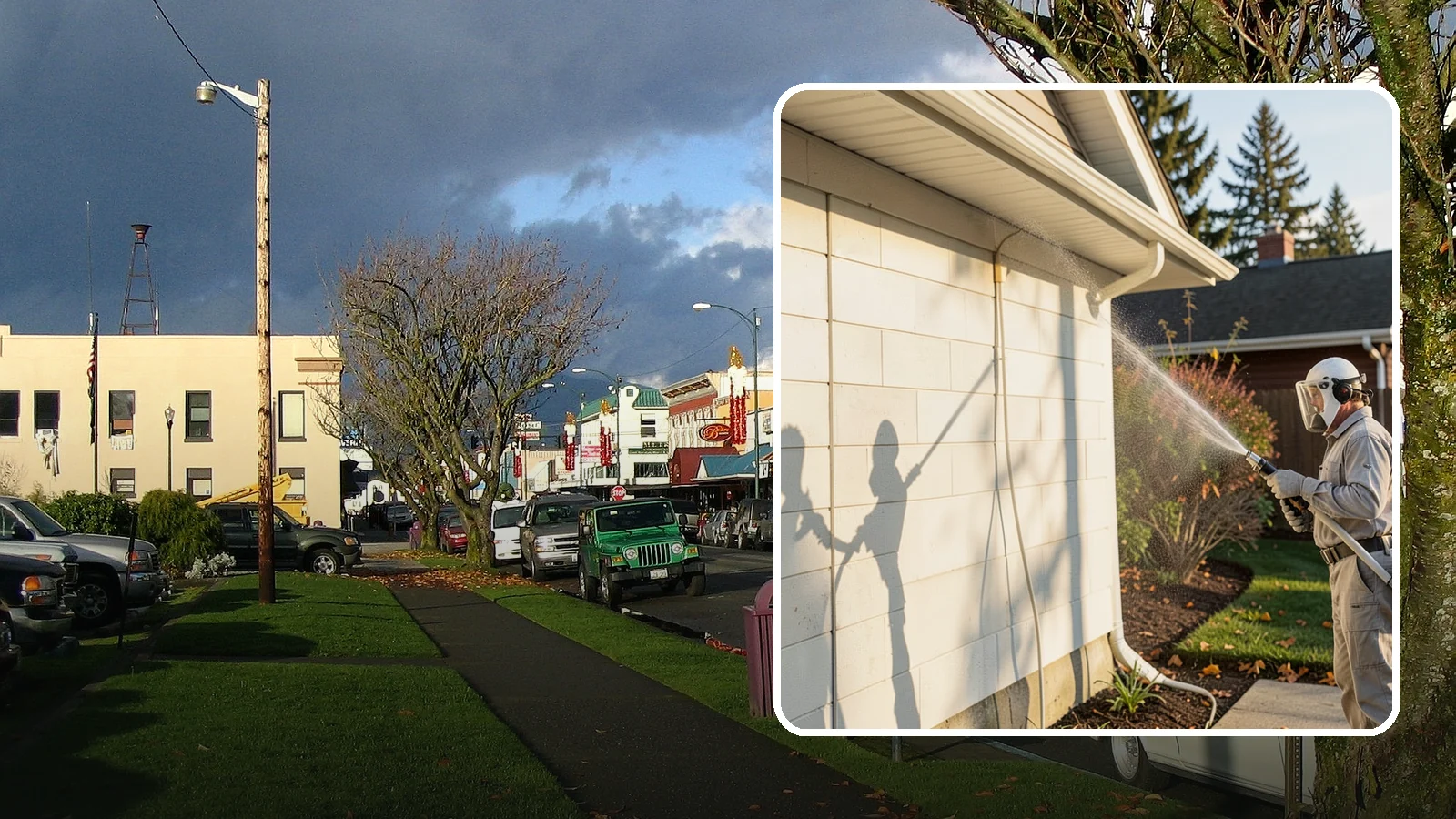 Block Wall Cleaning in Arlington, Snohomish County, WA - Wash CMU block walls to clear the algae and efflorescence that thrive on porous concrete masonry.