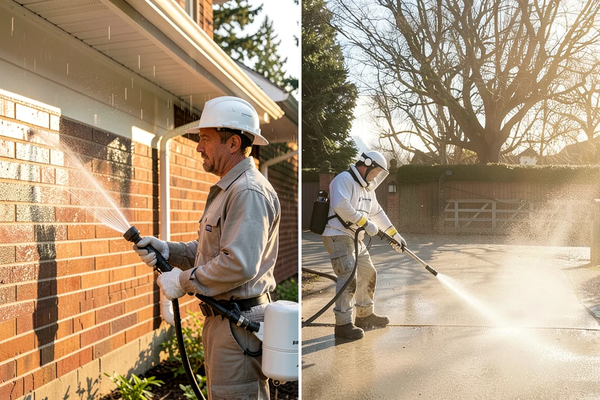 Block Wall Cleaning in Arlington, Snohomish County, WA - Protect the base and adjacent surfaces