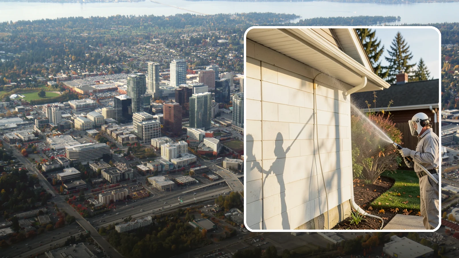 Block Wall Cleaning in Bellevue, King County, WA - Wash CMU block walls to clear the algae and efflorescence that thrive on porous concrete masonry.