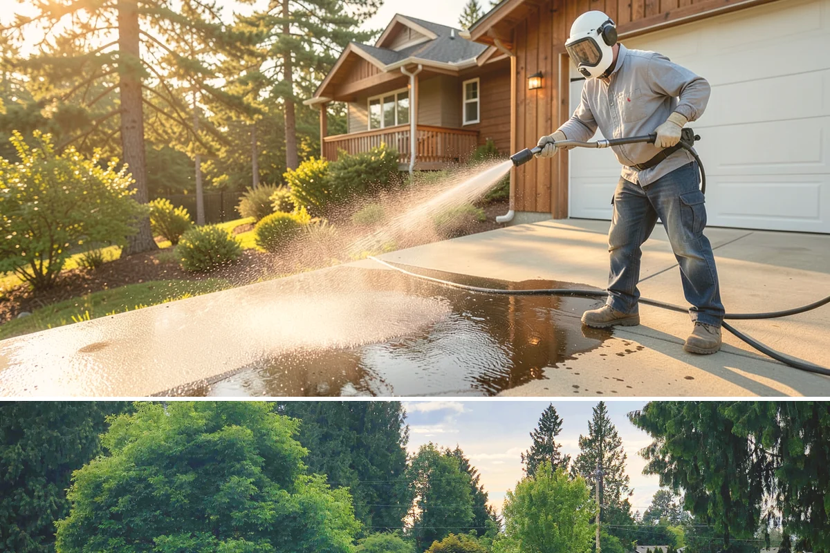 Block Wall Cleaning in Bonney Lake, Pierce County, WA - Summer is preferable because dry block accepts treatment more evenly and efflorescence is easier to resolve when the wall is not...