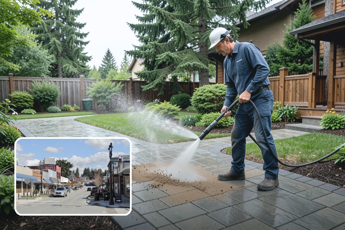 Block Wall Cleaning in Bothell, King County, WA - Clears algae from highly porous block faces