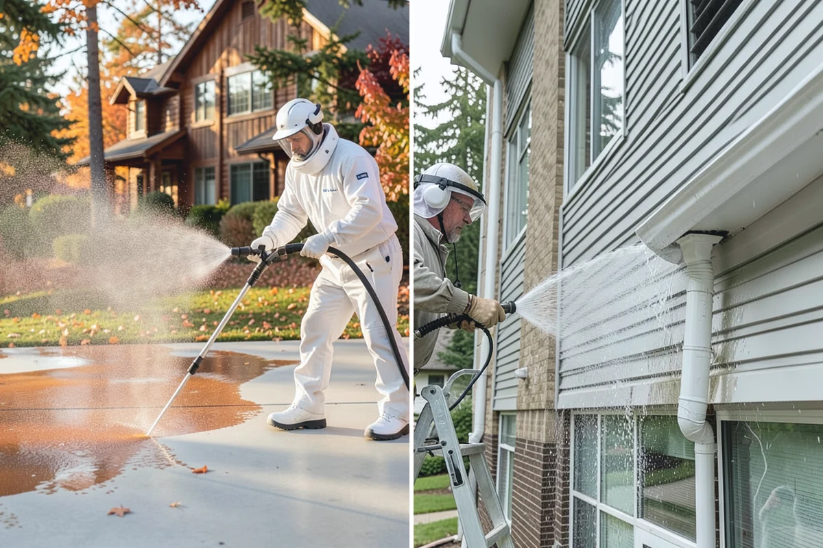 Block Wall Cleaning in Buckley, Pierce County, WA - Protect the base and adjacent surfaces