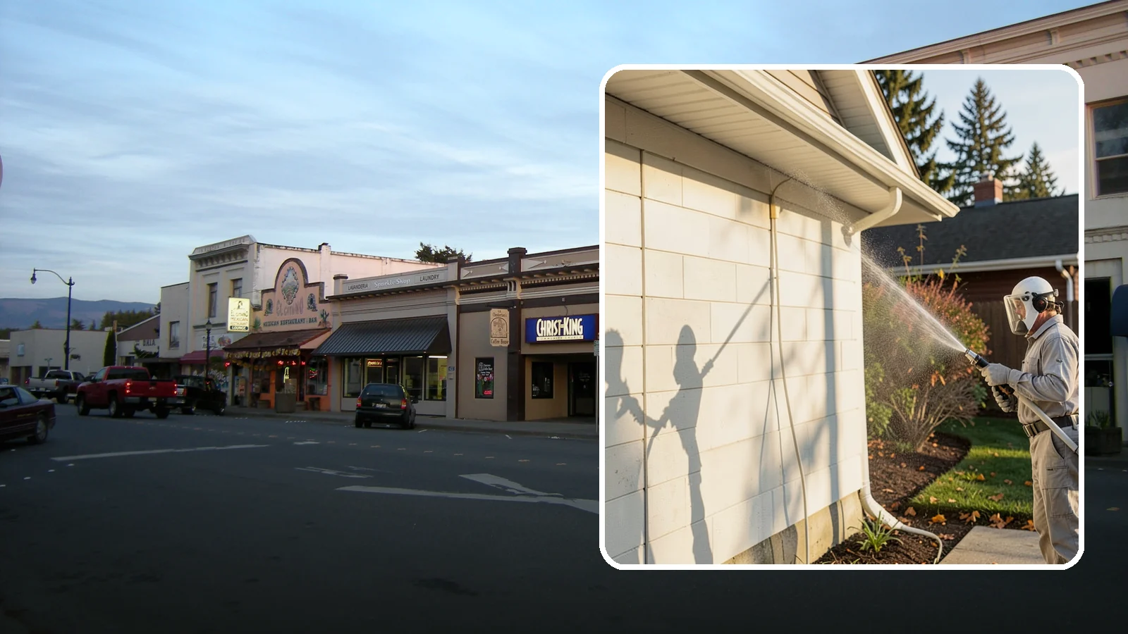 Block Wall Cleaning in Burlington, Skagit County, WA - Wash CMU block walls to clear the algae and efflorescence that thrive on porous concrete masonry.