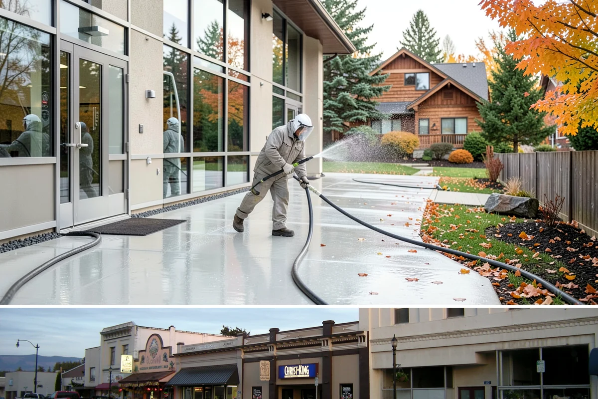 Block Wall Cleaning in Burlington, Skagit County, WA - Summer is preferable because dry block accepts treatment more evenly and efflorescence is easier to resolve when the wall is not...