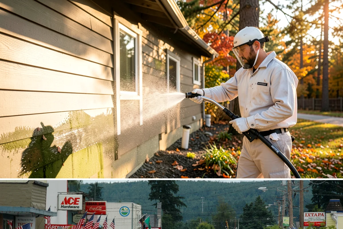 Block Wall Cleaning in Carnation, King County, WA - Summer is preferable because dry block accepts treatment more evenly and efflorescence is easier to resolve when the wall is not...