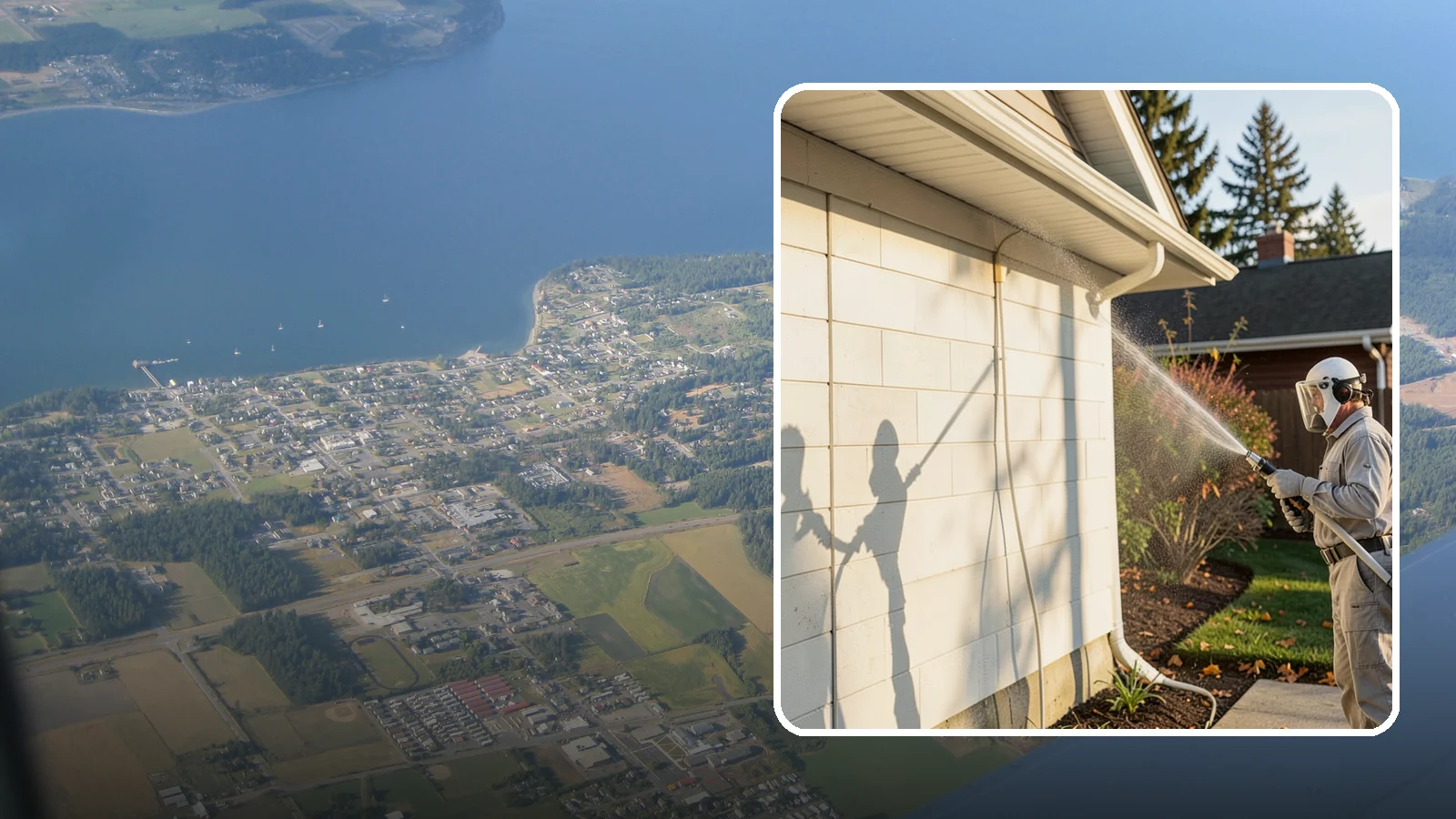 Block Wall Cleaning in Coupeville, Island County, WA - Wash CMU block walls to clear the algae and efflorescence that thrive on porous concrete masonry.