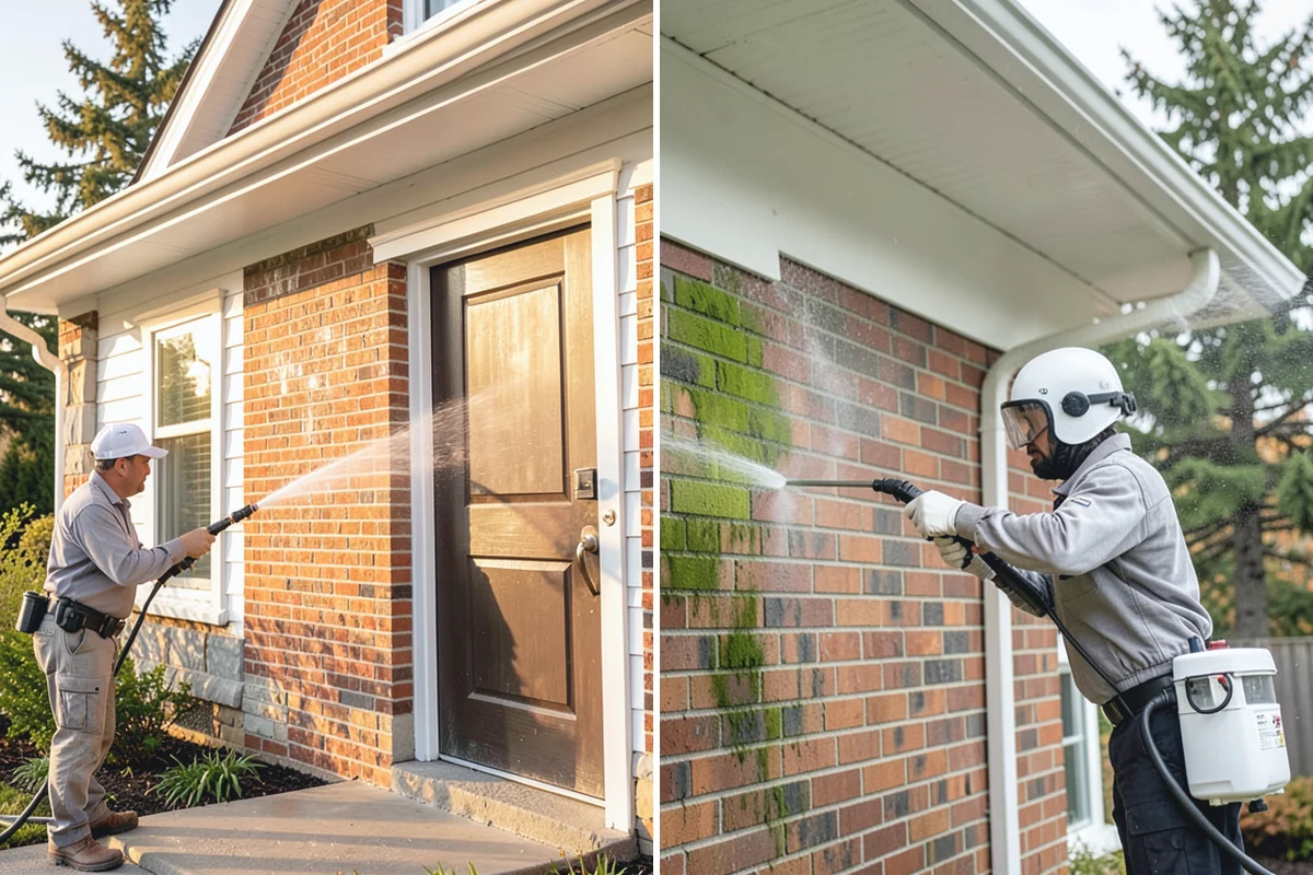 Block Wall Cleaning in Coupeville, Island County, WA - Protect the base and adjacent surfaces