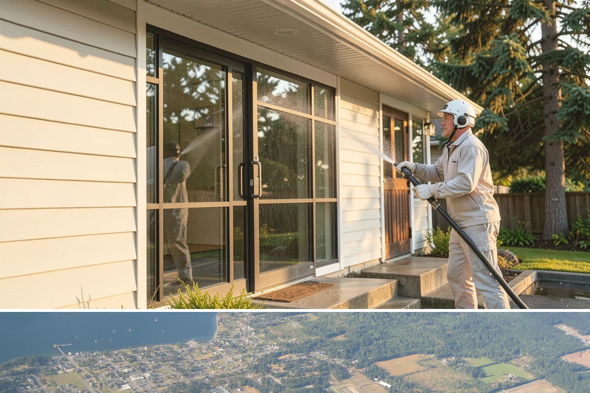 Block Wall Cleaning in Coupeville, Island County, WA - Summer is preferable because dry block accepts treatment more evenly and efflorescence is easier to resolve when the wall is not...