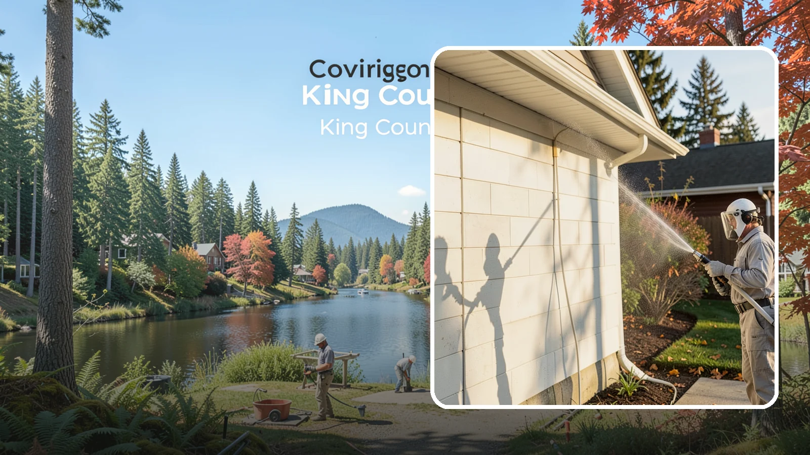 Block Wall Cleaning in Covington, King County, WA - Wash CMU block walls to clear the algae and efflorescence that thrive on porous concrete masonry.