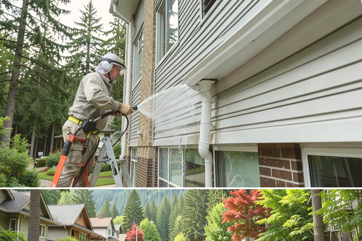 Block Wall Cleaning in Darrington, Snohomish County, WA - Summer is preferable because dry block accepts treatment more evenly and efflorescence is easier to resolve when the wall is not...