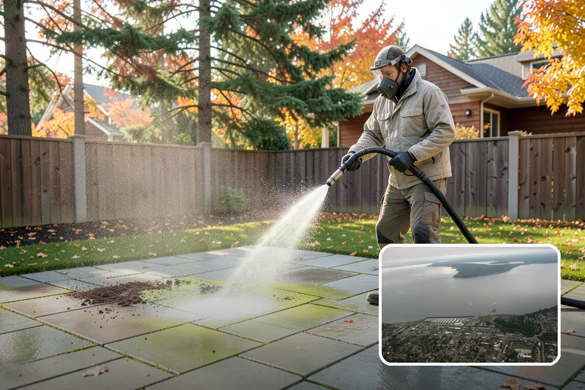 Block Wall Cleaning in Des Moines, King County, WA - Clears algae from highly porous block faces