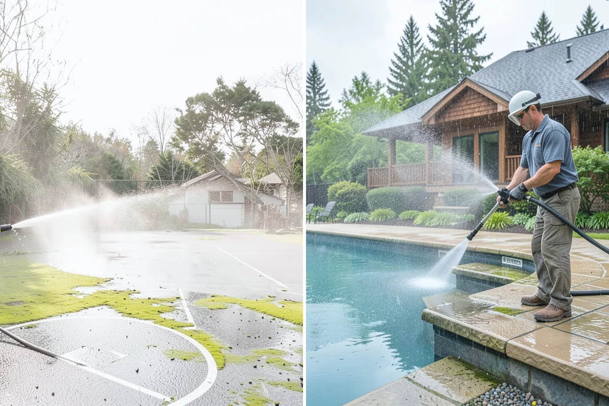 Block Wall Cleaning in Des Moines, King County, WA - Protect the base and adjacent surfaces