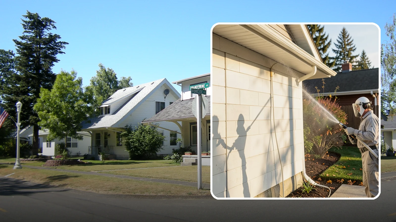 Block Wall Cleaning in DuPont, Pierce County, WA - Wash CMU block walls to clear the algae and efflorescence that thrive on porous concrete masonry.