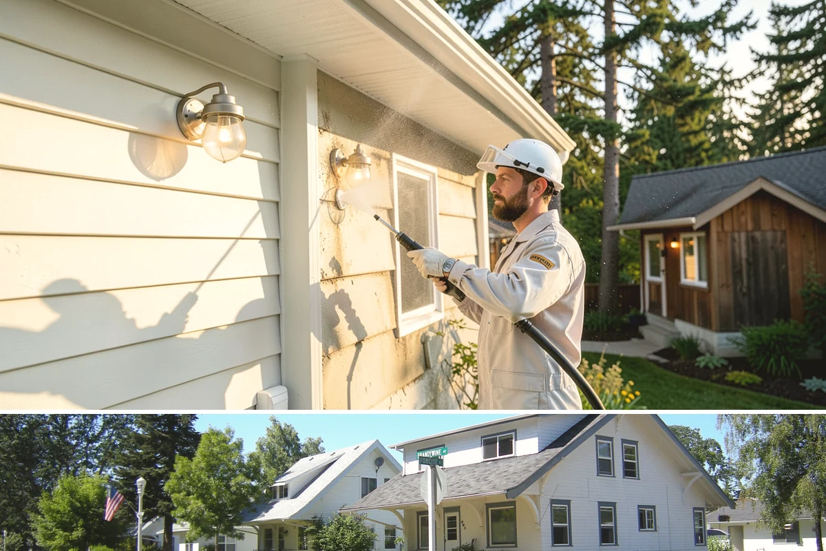 Block Wall Cleaning in DuPont, Pierce County, WA - Summer is preferable because dry block accepts treatment more evenly and efflorescence is easier to resolve when the wall is not...