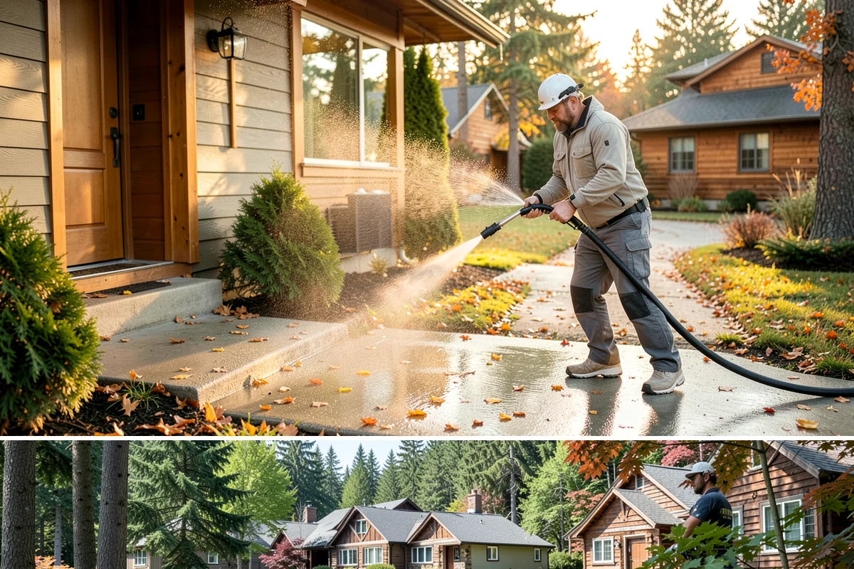 Block Wall Cleaning in Edgewood, Pierce County, WA - Summer is preferable because dry block accepts treatment more evenly and efflorescence is easier to resolve when the wall is not...
