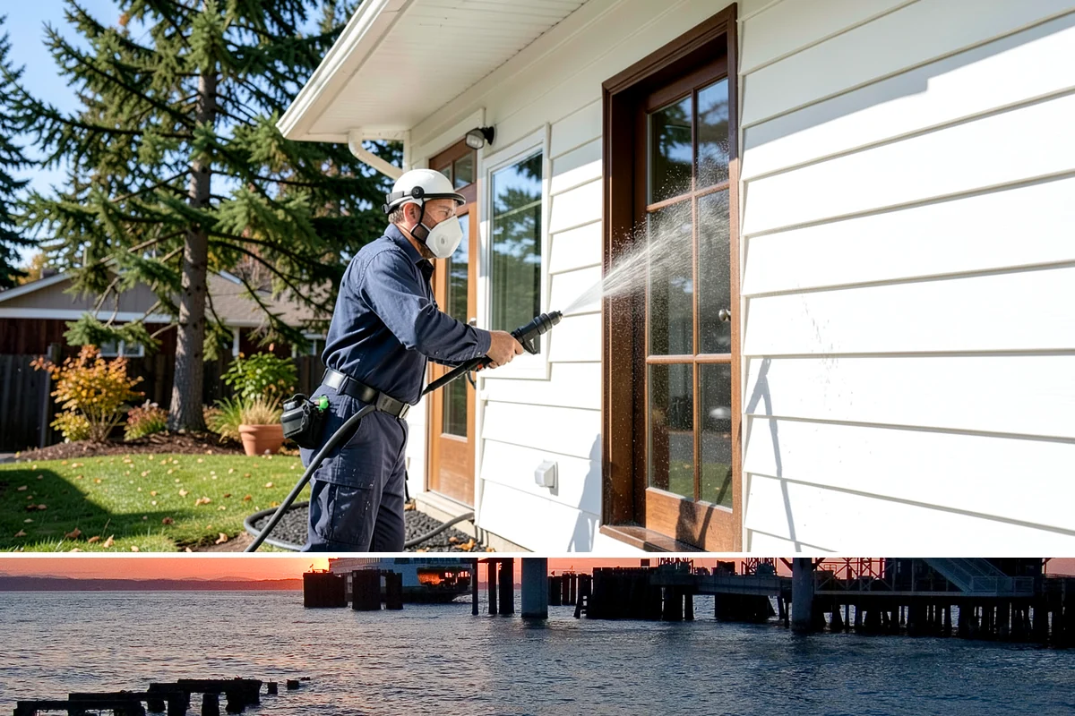 Block Wall Cleaning in Edmonds, Snohomish County, WA - Summer is preferable because dry block accepts treatment more evenly and efflorescence is easier to resolve when the wall is not...