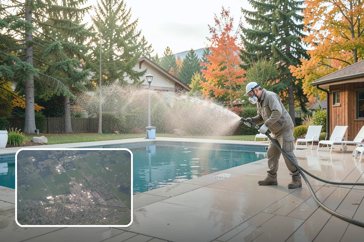 Block Wall Cleaning in Enumclaw, King County, WA - Clears algae from highly porous block faces
