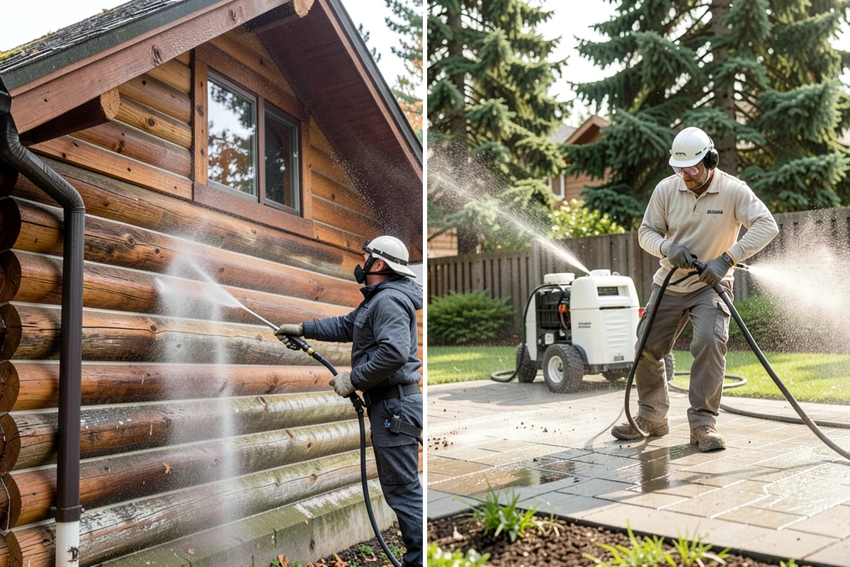 Block Wall Cleaning in Enumclaw, King County, WA - Protect the base and adjacent surfaces