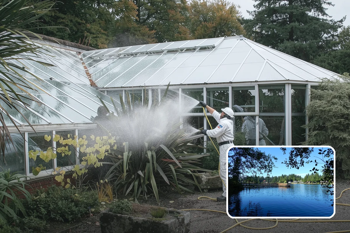 Block Wall Cleaning in Federal Way, King County, WA - Clears algae from highly porous block faces